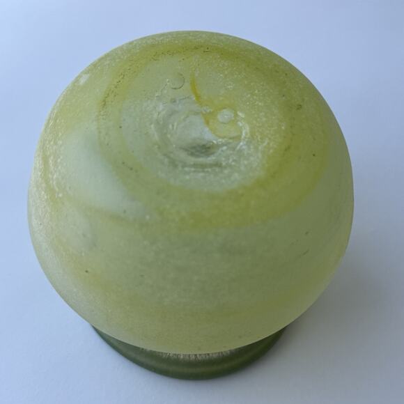 Seguso Vetri d'Arte Glass Murano Italy Scavo Vase Lime Green Frosted 3.25"x3.75" - Picture 8 of 9
